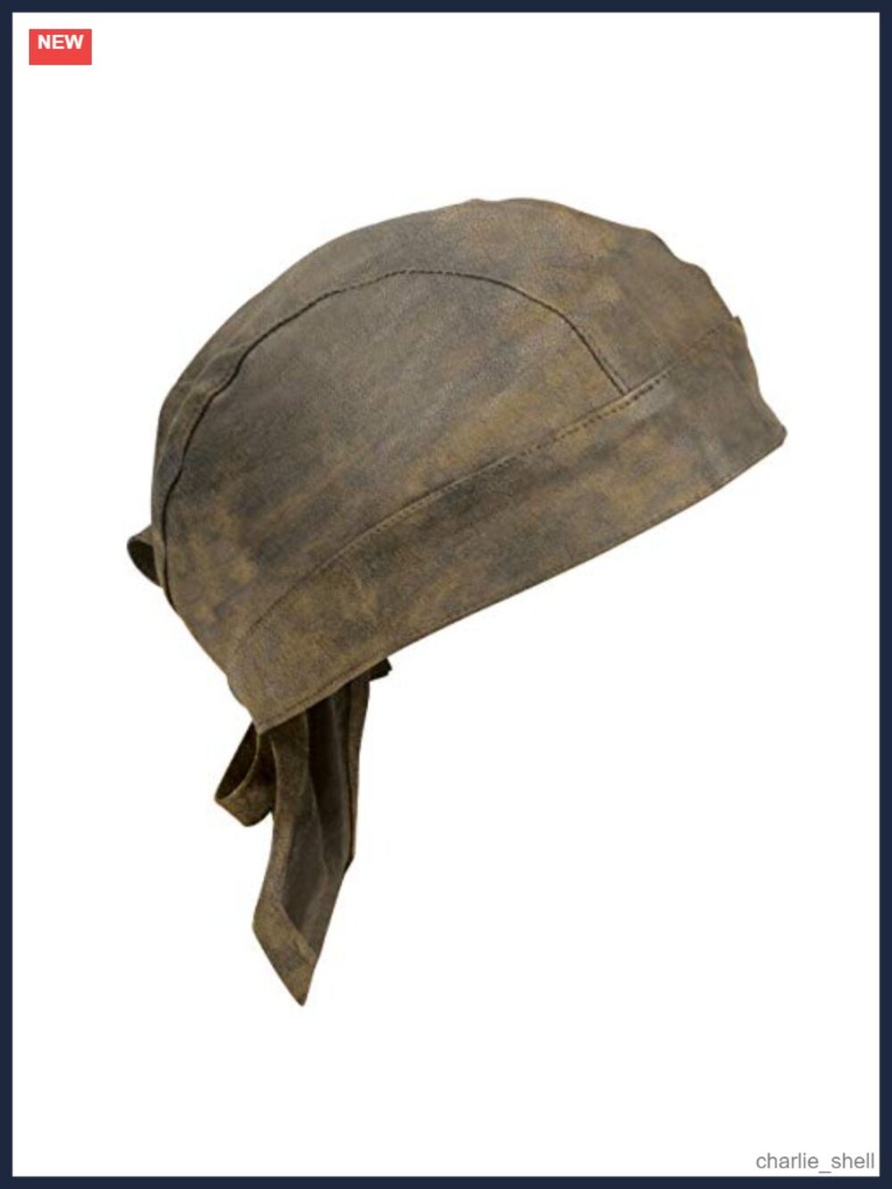 Distressed Leather Motorcycle Biker Cap Unisex Adjustable Tie Back